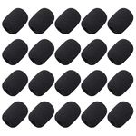 Allbor 20 Pcs Foam Microphone Windscreen Mini Sponge Microphone Covers Mini Headset Microphone Windscreens Windscreen Foam Mic Cover for Small Lapel and Headset Microphones, Black