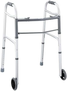 3IN1 Folding Walker Standard Walker With Wheels Adult Mobility Walking Frame Toilet Standing Frame Medical Aid Elderly Height Adjustable Lightweight Aluminum Frame