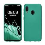 kwmobile Case Compatible with Samsung Galaxy A20e Case - Soft Slim Metallic TPU Silicone Cover - Dark Metallic Green