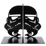 Imperial Stormtrooper Book Ends, Black Metal Mask Book Ends for Home Shelf Decorative, Heavy Duty Bookend Stormtrooper Book Stopper The Force Bookshelf Book Stand Books Support