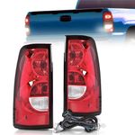 Driver and Passenger Side Tail Light Assembly with Bulbs & Harness Compatible With 2003-2006 Chevy Silverado 1500 2500 3500 Replace# GM2800174 19169002 GM2800161