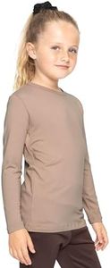 Girl's Long Sleeve Crew Neck Top Mocha Large