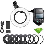 GODOX MF-R76 Macro LED Ring Flash Speedlite 76Ws 660 Full-Power Flashes Dual-Flash Tubes Power Adjustment 1/128 to 1/1 10 Levels of Power Ratio for Canon Nikon Sony Fuji Olympus Panasonic DSLR Cameras