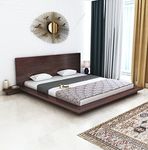 Ganpati Arts Sheesham Wood King Size Platform Bed with Bedside Table for Bedroom Living Room Home Solid Wood Palang Double Bed Without Storage 1 Year Warranty (Walnut Finish)