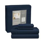 CHATEAU HOME COLLECTION 800-Thread-Count Egyptian Cotton Deep Pocket Sateen Weave Sheet Set, Ultimate Gift; Holiday Sale (King, Dark Denim)