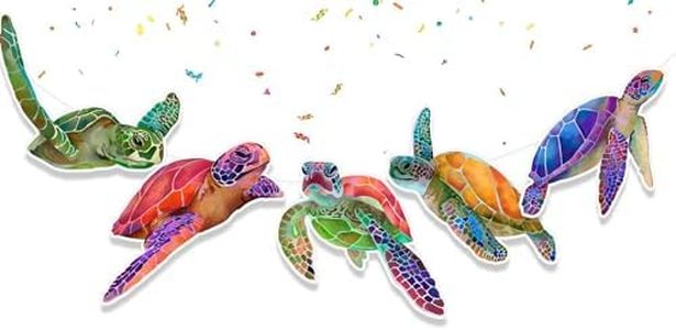 Turtle Under The Sea Birthday Banner Cute Watercolor Turtles Party Supplies Baby Shower | Birthday Decorations for Watercolor Sea Animals