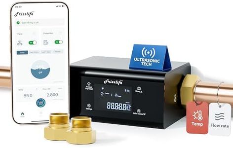 Frizzlife LP365 Smart Water Monitor and Automatic Shutoff - 0.01GPM Ultrasonic Micro Leak Detection, APP Wi-Fi Remote Control, Real-Time Flow/Temp Monitoring, 24/7 Water Usage Reports, 3/4" and 1"