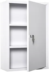 kleankin Steel Wall Mount Medicine Cabinet 3 Tier Emergency Box for Bathroom Kitchen, Lockable with 2 Keys, White