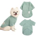 Winmany Small Medium Dogs Sweater Cat Winter Turtleneck Clothes Chihuahua Yorkie Puppy Solid Color Outfit (Green, S)