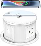 XBA Pop Up Outlet with 15W Wireless Charger, 4 AC Plug 1 USB-A and 1 USB-C, Electrical Desk Power Grommet for Kitchen Countertop, 4.7inch Hidden Recessed Power Strip for Home Office (White)