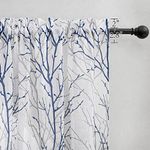 NICETOWN Bedroom/Guest Room Rod Pocket Tree Branch Pattern Sheer Curtains/Rideaux, Modern Linen-Like Semi-Sheer Light Dimming Natural Sense Home Decor (50-in Wide by 72-in Long, Navy Blue, Set of 2)