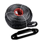 92'x 1/2" Synthetic Winch Rope + 10" Black Hawse Fairlead for Car SUV ATV UTV Truck Boat Ramsey