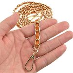 HAHIYO Mini Purse Chain Strap Slim Wide 8mm for LV Length 55.1 inches Extra Thick 4.5mm Brown Leather Gold Hardware for Shoulder Cross Body Sling Handbag Wallet Comfortable Flat Metal Strap 1 Pack