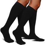 Aoliks 30-40 mmHg Medical Graduated Compression Socks for Men & Women - 2 Pack Extra Firm Support Knee High Circulation Socks (Large-X-Large, Black,Black)