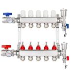 5-Branch Radiant Floor Heating Pex Manifold Hydronic Radiant For 1/2" PEX Tubing,5 Loops Radiant Heat Pex Manifold Set