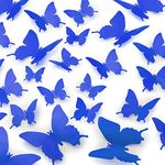 Zulay Home 3D Butterfly Wall Decor - 24pcs Butterfly Decor with 3 Different Sizes - Removable DIY Butterfly Decorations for Room, Birthdays, Parties, Cake Decal, Weddings, Kids Bedroom (Royal Blue)