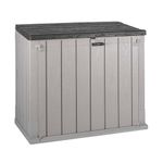 Toomax Stora Way All-Weather Outdoor Horizontal 4.25' x 2.5' Storage Shed Cabinet for Trash Can, Garden Tools, & Yard Equipment, Taupe Gray/Anthracite