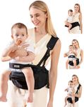 Baby Carrier, MOMTORY Hip Seat Carrier with Adjustable Strap & Various Pockets, Ergonomic Baby Hip Seat Carrier for Infants & Toddlers up to 50lbs (Black)