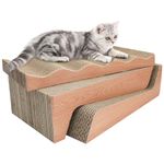 RUMUUKE Updated Extra Large Size Cat Scratch Pad- 3 in 1 Corrugated Cardboard Cat Scratcher for Indoor Cats, Professional Cat Scratching Board for Adult Cats, Catify Cat Scratcher Pads with Catnip