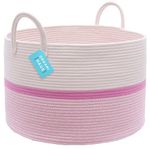 OrganiHaus Toy Storage Basket, Cotton Rope Basket, Baby Girl Laundry Basket, Blanket Basket for Living Room, Large Woven Nursery Basket, Large Laundry Basket, Rope Storage Baskets Pink 50x33cm