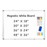 AMUSIGHT Double-Sided Magnetic Whiteboard, 30" x 20" Dry Erase Board Aluminum Frame for Wall, White Board Marker Board for Kitchen, Memo, School, Home, Office