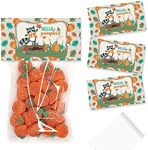Hello Pumpkin! Cute Raccoon Fall Themed Bag Toppers for Party Favor Treat Bags, Set of 20 Bag Toppers With 20 Self-Adhesive Bags Also Included! by AmandaCreation