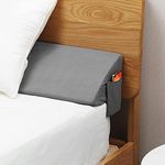 Vekkia Full Bed Wedge Pillow/Gap Filler/Headboard Pillow/Bed Gap Filler,Close Gap (0-6") Between Your Mattress and Headboard,Stop Loosing Your Pillows,Phone&Glasses(Gray 54"x10"x6")