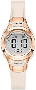 Armitron Sport Women's Digital Chronograph Resin Strap Watch, 45/7012, Blush/Rose Gold, 27mm, Chronograph,Digital