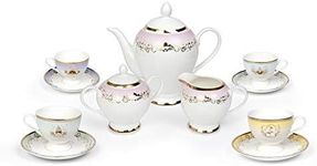 Disney Princess 13-Piece Ceramic Tea Set | Ariel, Cinderella, Jasmine, Belle, Aurora | Tea Party Gift Set For Home Kitchen | Includes Teapot, Cups, Saucers | Place Setting For 4