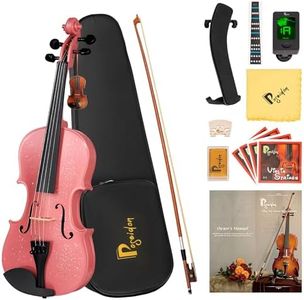 Poseidon Violin for Beginner, Pink Violin Set with Acoustic Violin Fiddle for Students Violin Starter Kit/Hard Case, Bow, Rosin, Horse Bridge, Extra Strings, Shoulder Rest, Tuner, Instruction Manual