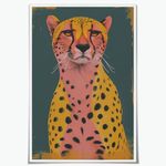 enttgo Modern Farmhouse Bohemian Golden Cheetah Canvas Modern Boho Bathroom Decor Room Home Wall Poster Aesthetic for Bathroom Living Room Office Wall Decor12x18inch Unframed