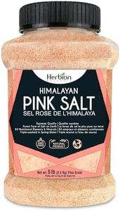Herbion Naturals Himalayan Pink Salt - Fine Grain - 5 lb. (2.2 Kg) Unbreakable Jar - Kosher Certified - GMO-Free - Vegan - Supreme Quality - Chemical Free