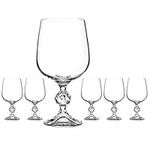 DIAMANTE Crystal Red Wine Glasses 'Claudia' | Vintage Style Ball Stem | Lead Free Crystal | Set of 6