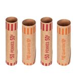 Coin Wrappers Preformed 100 Pcs Coin Rolls Wrappers Assorted Including 50 Quarter Wrappers and 50 Penny Rolls Wrappers