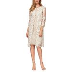 Alex Evenings Women's Tea Length Jacket Dress (Petite and Regular Size) Mother of The Bride, Taupe Mock, 16