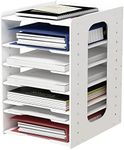 Adjustable Letter Tray Organiser, Office Paper Organizer File Document Holder A4 Paper Filing Trays for Home Office School(7 Tier)