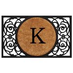 Calloway Mills 180031830K Armada Circle Doormat, 18" x 30", Monogrammed Letter K, Natural/Black