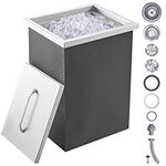 VEVOR Drop in Ice Chest, 14"L x 12"W x 18"H Stainless Steel Ice Cooler, Commercial Ice Bin with Cover, 40 qt Outdoor Kitchen Ice Bar, Drain-Pipe and Drain Plug Included, for Cold Wine Beer