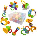 Baby Toys 0-6 Months Baby's Rattles Teether Toys First Baby Rattles Teether Toys Gift Set for Baby Boy Girl 3 6 9 12 Months 11 PCS (Blue for Boys)