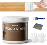 MOLLOR Wood Stain Water Based, Multiple Finishes Wood Oil for Indoor and Outdoor Furniture, Wood Paneling, Cabinets and More, Fast Drying, Low Odor (32oz, Transparent with Tools)