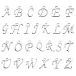 BEADNOVA 100pcs Assorted Silver Plated ABC Letter Alphabet Charm Pendant Loose Beads for Charm Bracelet Jewelry Making