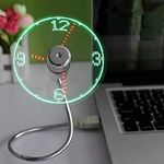 ONXE LED USB Clock Fan with Real Time Display Function,USB Clock Fans,Silver,1 Year Warranty (Clock)