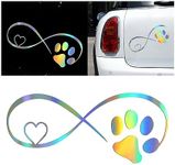 JNNJ Car Decoration Sticker, Dog Paw Print Love Decal, Car Paw Print Laser Stickers, Dog Footprint Self Adhesive Car Decoration, Holographic Waterproof Sticker Universal for Cars, Windows, Walls