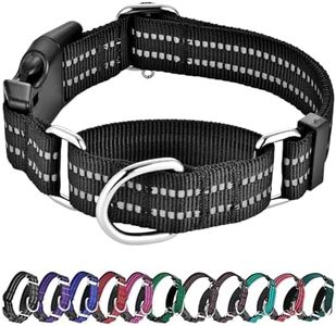Hikiko Martingale Collar for Dogs Reflective Nylon Dog Collar with Quick Release Buckle Adjustable Training No Slip Dog Collars (Medium, Black)