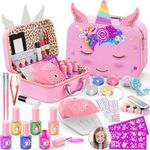 Kids Nail Polish Set for Girls , Nail Art Kit with Nail Dryer & DIY Nail Stickers, Nail Kit Toys for Girls with Non-Toxic Nail Polish,Age 3-12 Little Girl Gift Toys