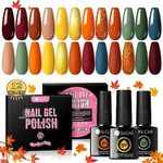 UR SUGAR Autumn Gel Nail Polish Set, 12 Colours Maple Pumpkin Yellow Orange Burgundy Red Green Glitter Fall Winter Gel Polish Collection Soak Off Nail Varnish Polish Set Gifts for Halloween Christmas