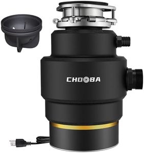 CHOOBA Garbage Disposal 3/4 HP, Food Waste Disposal Continuous Feed, Kitchen Garbage Disposal with Dishwasher Connection & Plug, Power Cord Included, Matte Black
