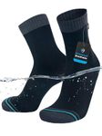 DexShell Waterproof Everyday Socks for Men & Women, Breathable Quarter Crew Socks for Walking, Commuting, Rain & Wet Weather, Jet Black Grey, Large
