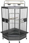 A&E Cage Co. CC3232 Silver/Black Corner Bird Cage, 32 inch/Large