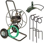 Yard Butler Hose Management Bundle - Handy & Durable Gardening Hose Accessories - Includes Two-Wheeled Cart, Garden Hose Hanger & Guide Stakes (Set of 3)